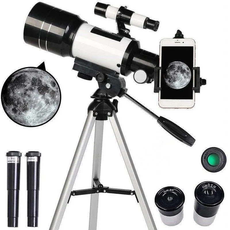 FreeShipping 70mm 300mm Astronomisches Teleskop Monokular Professionelles Outdoor-Reise-Spektiv mit Stativ für Kinder Anfänger Gif Jmao