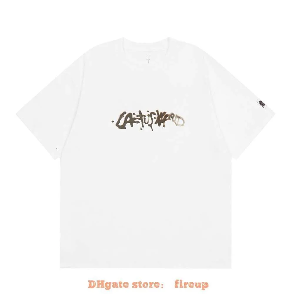 Men s Short Sleeve T Shirt Cactus Jack Graffiti Print 100 Cotton Crew Neck Regular Fit Summer Casual Tee Beige Ivory White