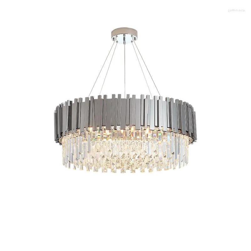 Ljuskronor Dimble LED Postmodern Silver Crystal Desinger Chandelier Lighting Suspension Lumtaire Lampen Luster for Dinning Room Foyer