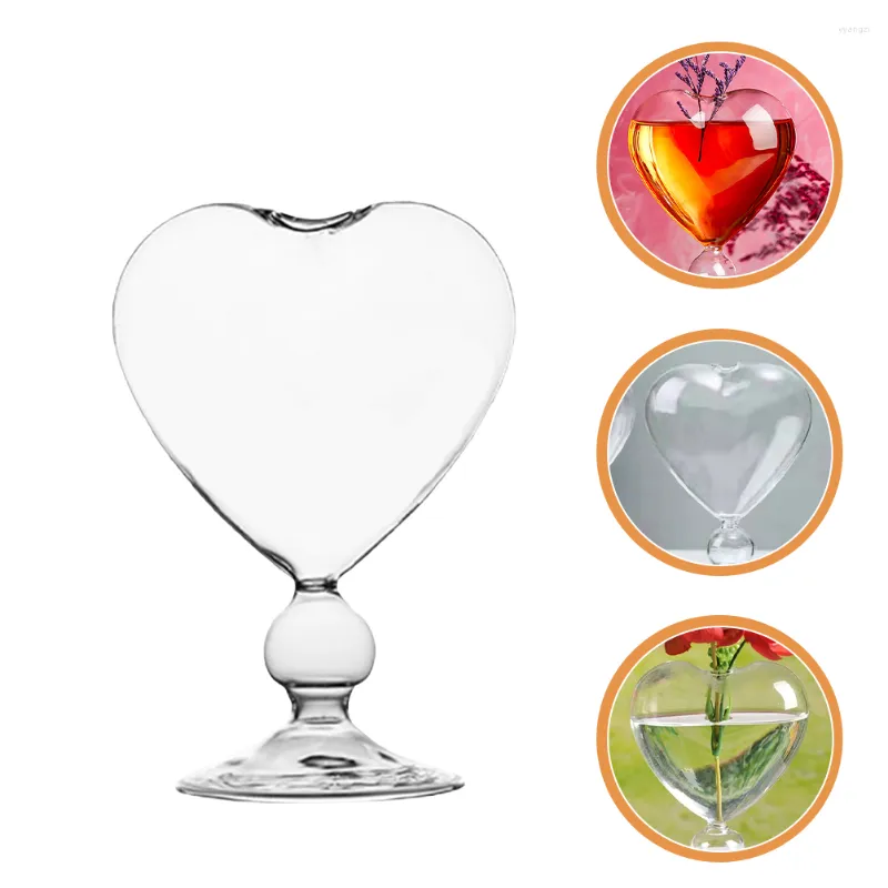 Vaser älskar hydroponisk vas Clear Heart Planter Goblet Glass Flower Propagation Station Office