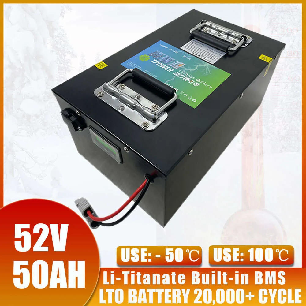 52V 50AH LTO Built-in 80A 100A 150A BMS 48V Scooter elettrico Citycoco Triciclo Golf Cart Motore da traina Batteria al litio titanato