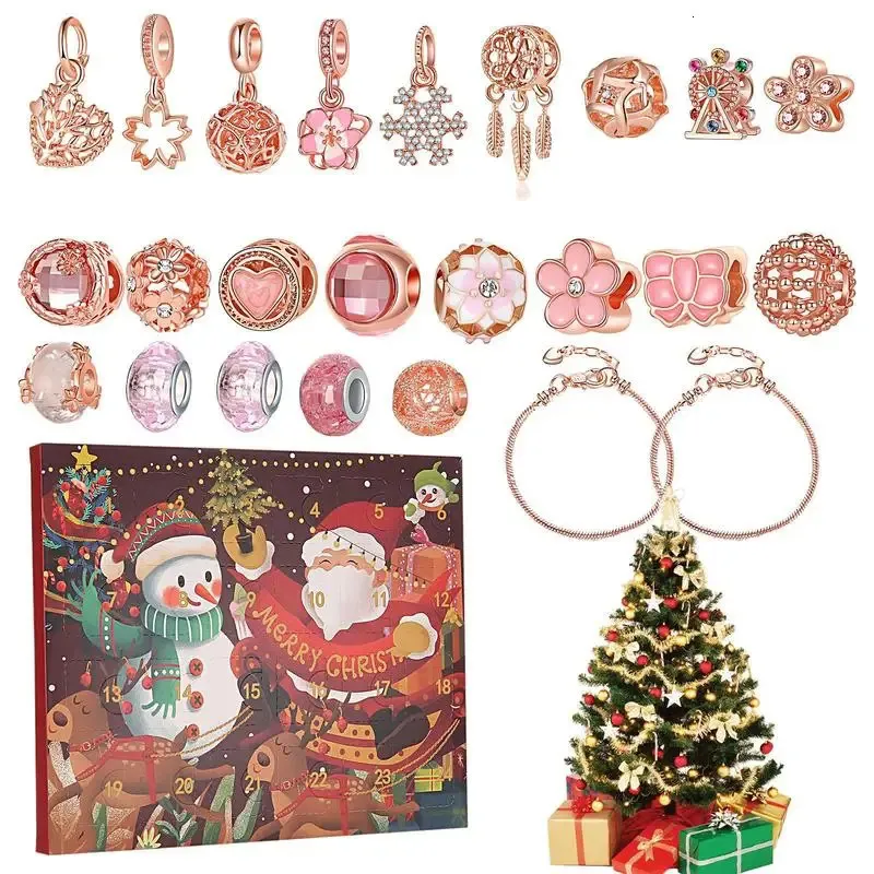 2024 DIY Advent Calendar Kit With 22 Charm Beads, 2 Bracelets, And 24