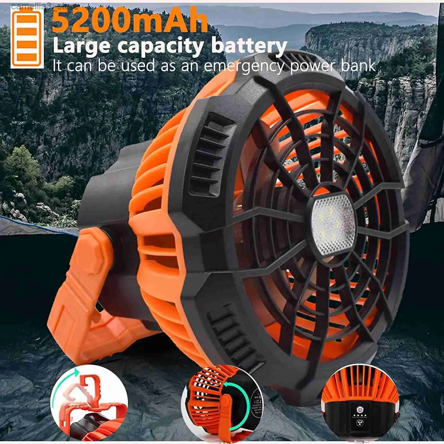 Kamp Fener 5200mAH LED Kamp Fan Fan Dış Mekan Fan lambası Uzaktan Kumanda USB Şarj Edilebilir Taşınabilir Kamp Seyahat Güç Bankası Q231116