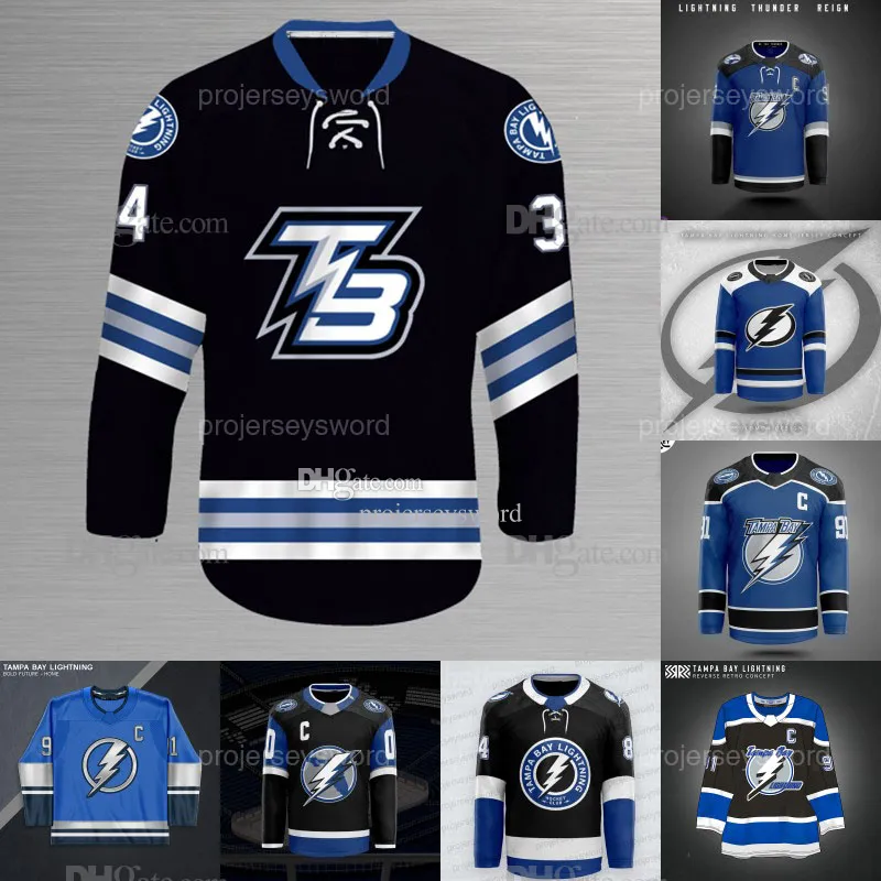 Tampa Bay Steven Stamkos Kavramları Jersey Brayden Point Nikita Kucherov Victor Hedman Andrei Vasilevskiy Mikhail Sergachev Victor Hedman Tanner Jeannot Formaları