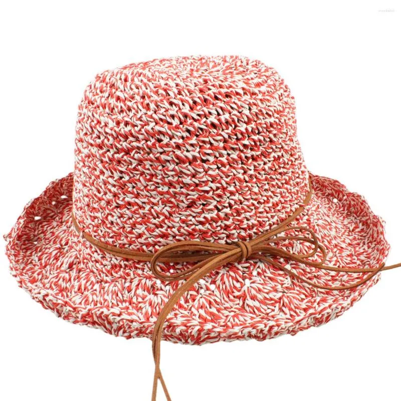 Chapeaux à large bord femmes coréennes soleil chapeau de paille en plein air été plage vacances crème solaire décontracté plaisancier Sombrero papier