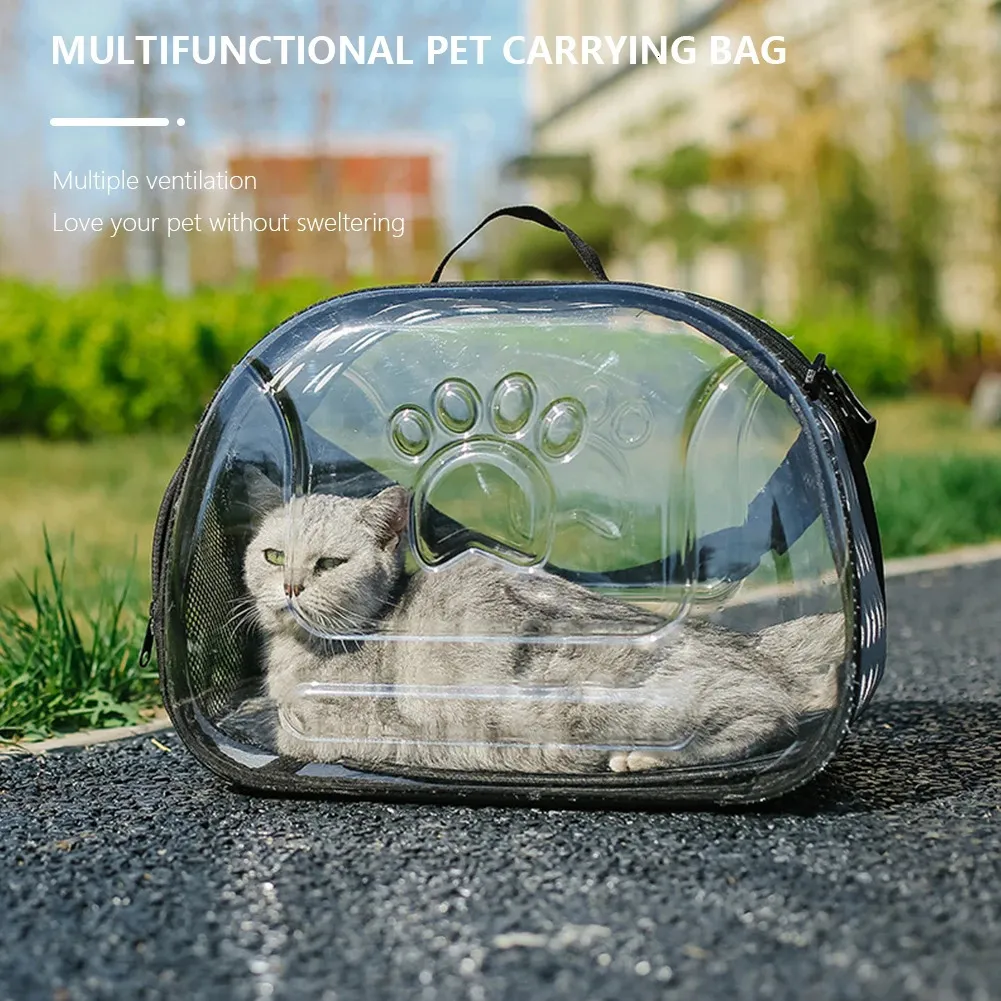 Porte-chats caisses maisons chien sac de voyage universel cage transparente sac à main respirant portable capsule spatiale pliable pour chats 231114