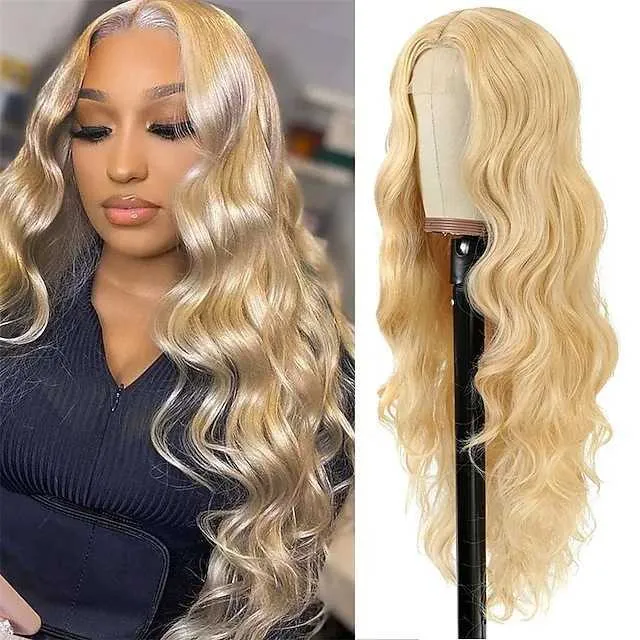 Parrucca per capelli lunghi ricci, parrucche per capelli da donna, parrucca a onde larghe, con spacco medio, copertura completa della testa in fibra sintetica