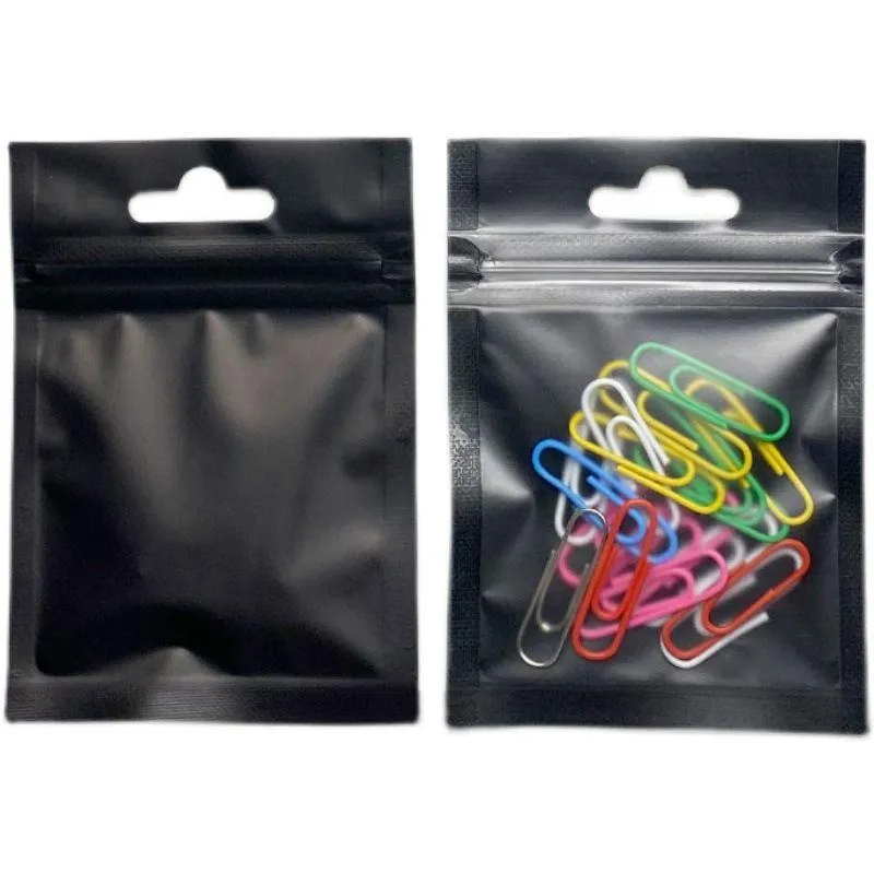 100 pçs / lote 75x10cm Matte Black Clear Front Zipper Bags Resealable Zip Lock Folha de Alumínio Saco Plástico Embalagem de Alimentos Embalagem Mylar Foil P Jhuk