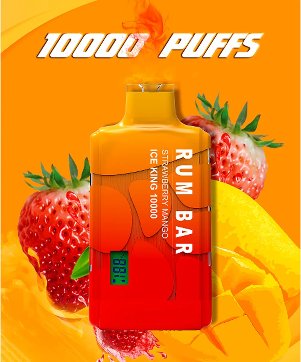 Rum Bar Caixa Digital 12000 Puffs Vape Descartável Caneta Bateria Tela Recarregável Vapes 12K Puff Bar 20ml Pré-preenchido E Cigarro