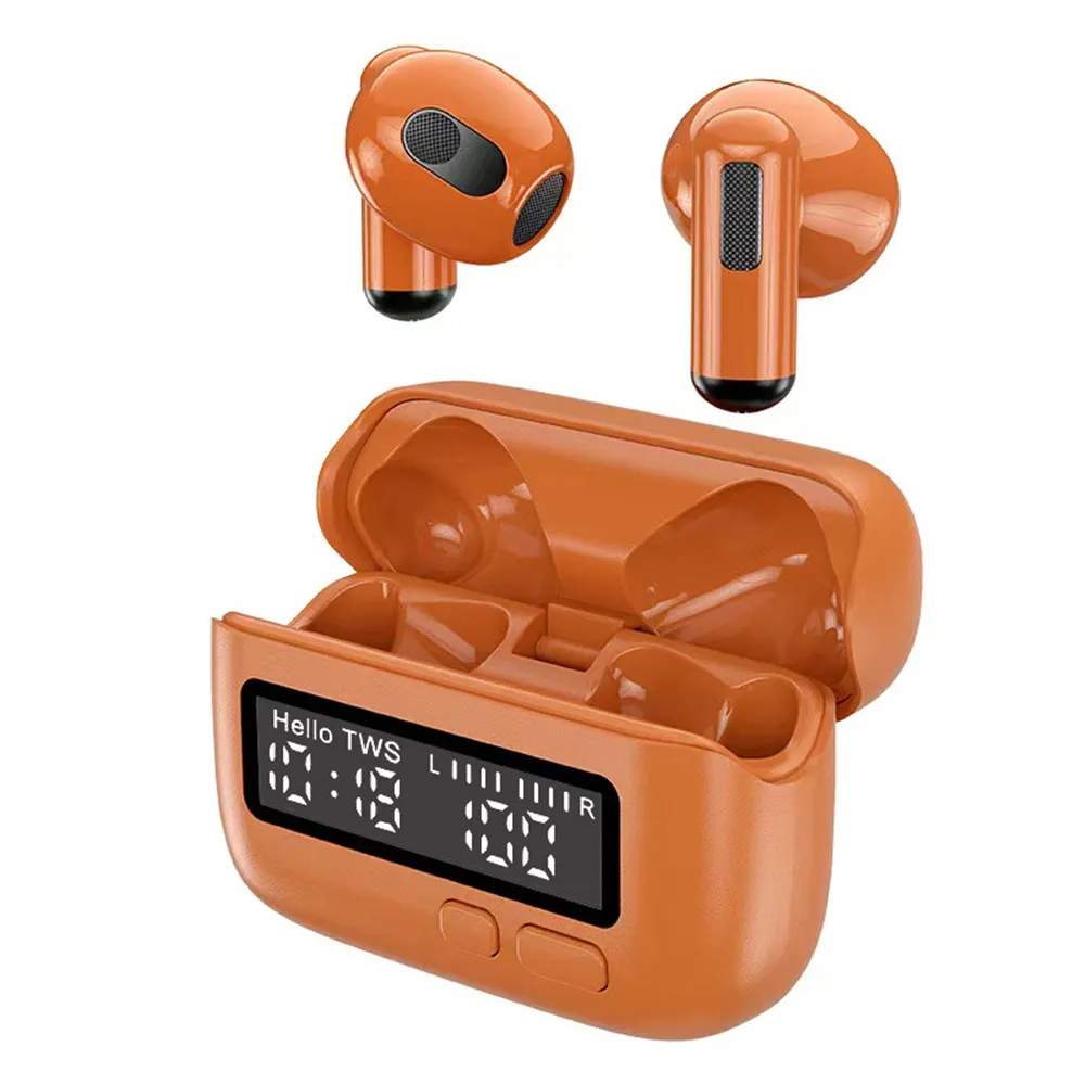 BPG Cuffie wireless TWS portatili retrò con clip posteriore LED Display digitale Auricolari Bluetooth 5.2 Touch Control Cuffie sportive Auricolari stereo per telefono cellulare