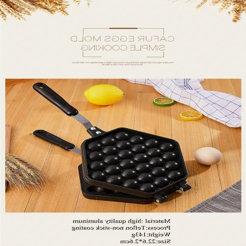 FreeShipping Egg Bubble Cake Baking Pan Moule Eggettes Fer Aluminium Hongkong Gaufrier Moule Revêtement Antiadhésif DIY Muffins Plaque Bchjv