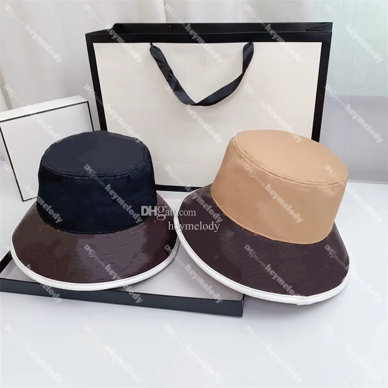 Luxury Leather Patchwork Fisherman Hats Designer Clover Letter Hats Caps Men Women Bucket Hat