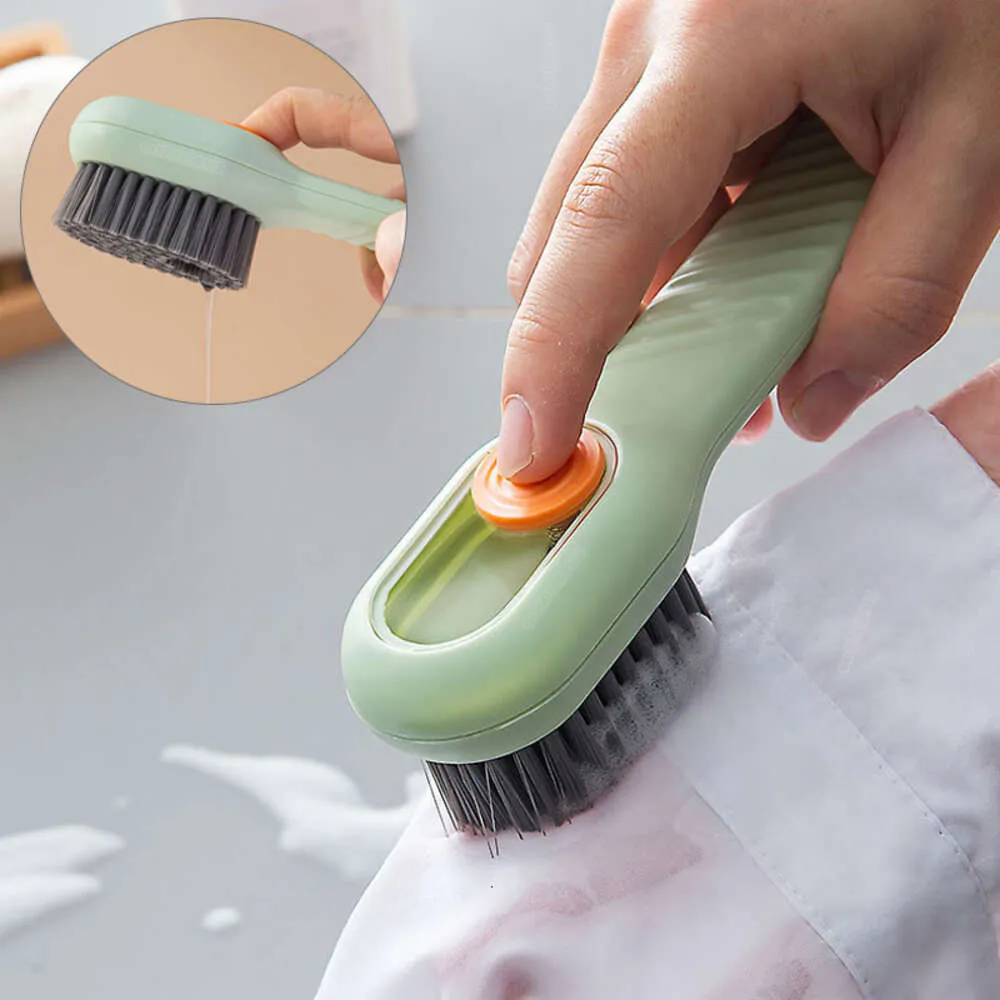 Automatic Liquid Discharge Shoe Mud Cleaning Brush Set Multifunctional  Press Out Cleaner With Soft Bristles For Clothes Cleaning From Hometoday,  $4.91