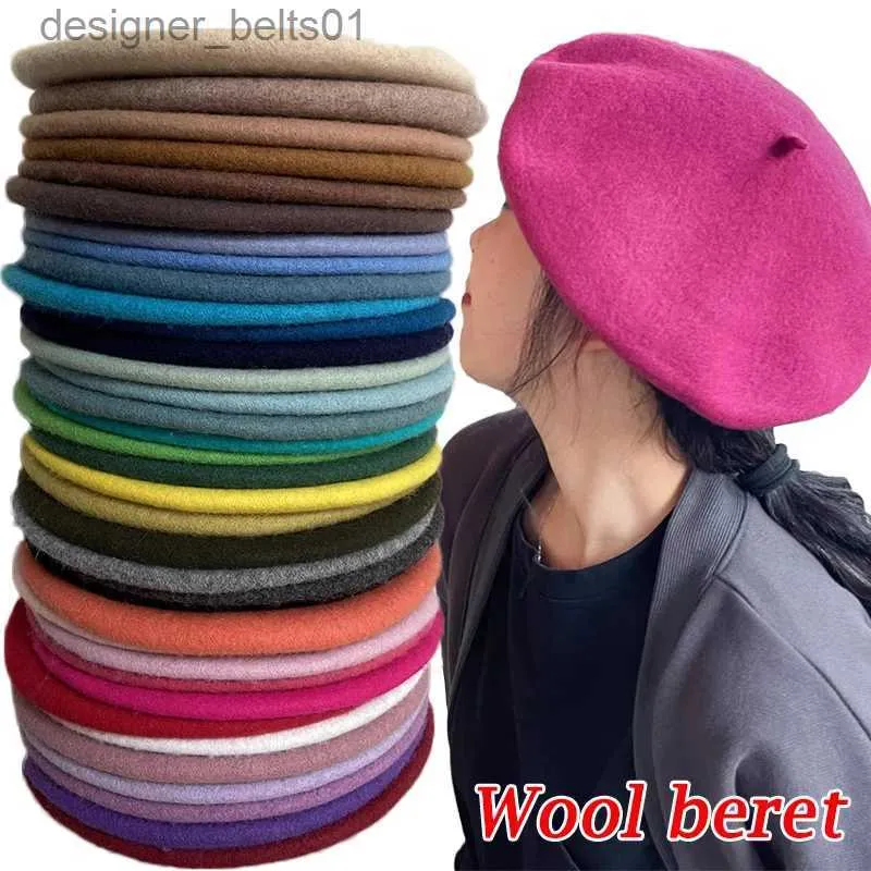 Baretten Franse Wollen Baret Caps Winter Warm Artist Style Muts Retro Effen Kleur Baretten Elegant voor Dames Meisjes Straatschilder CapsL231115