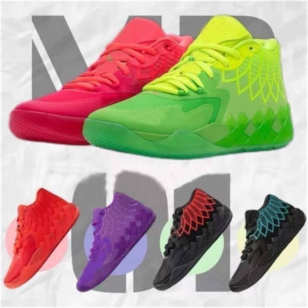 Box New Men Basketball Shoes MB.01 Melo Ball Buzz City Rick White Red Blast Chaussures Zapatos 트레이너