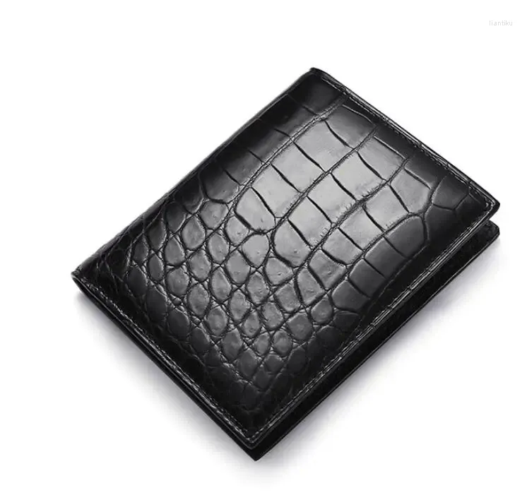 Wallets Genuine Crocodile Skin Wallet Purse Short Bank Money Cash Holder Case With Cow Lining Brown Color