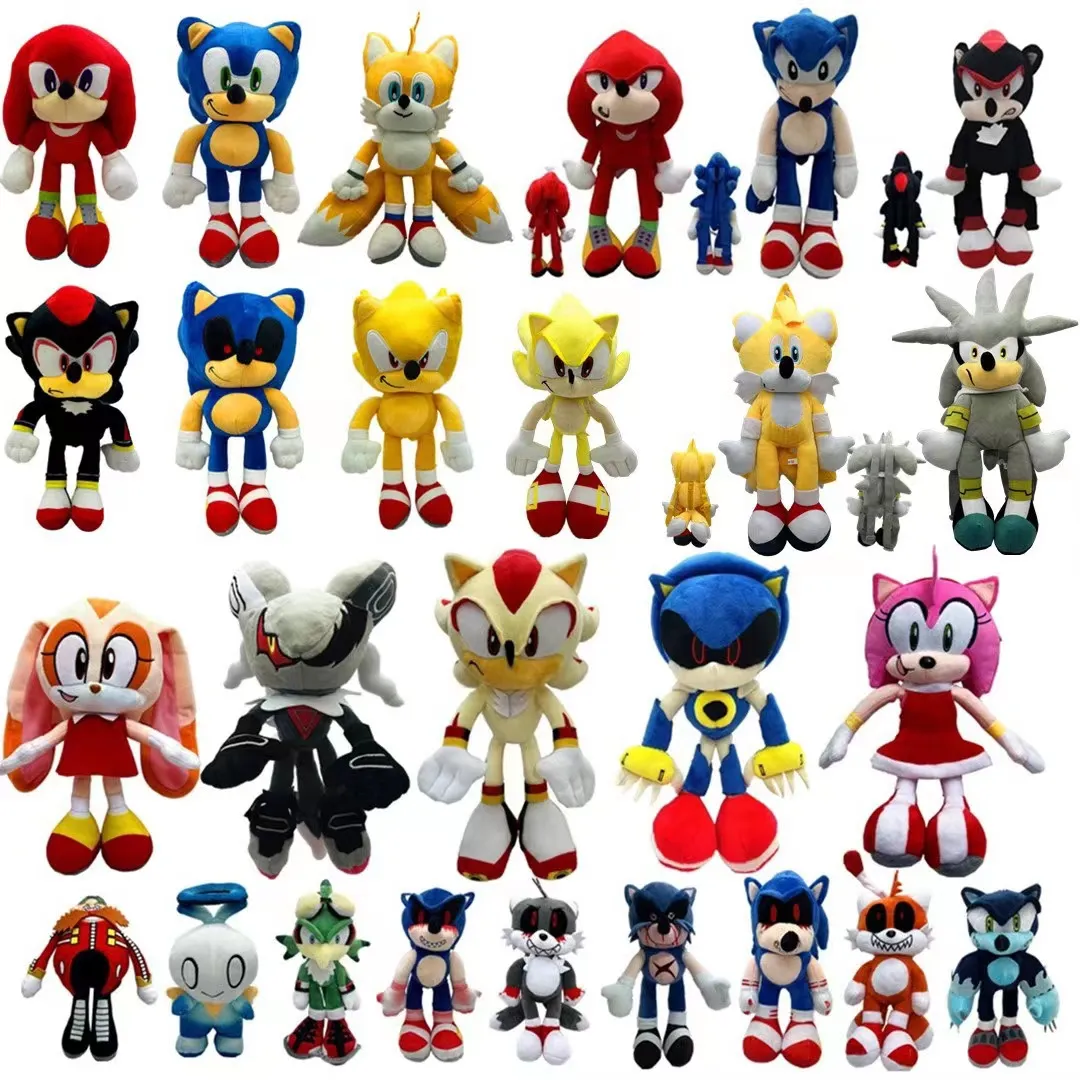 Partihandel anime 25-45 cm Sonic Hedgehog Plush Toy Children's Play Companion Söt ryggsäcksemester