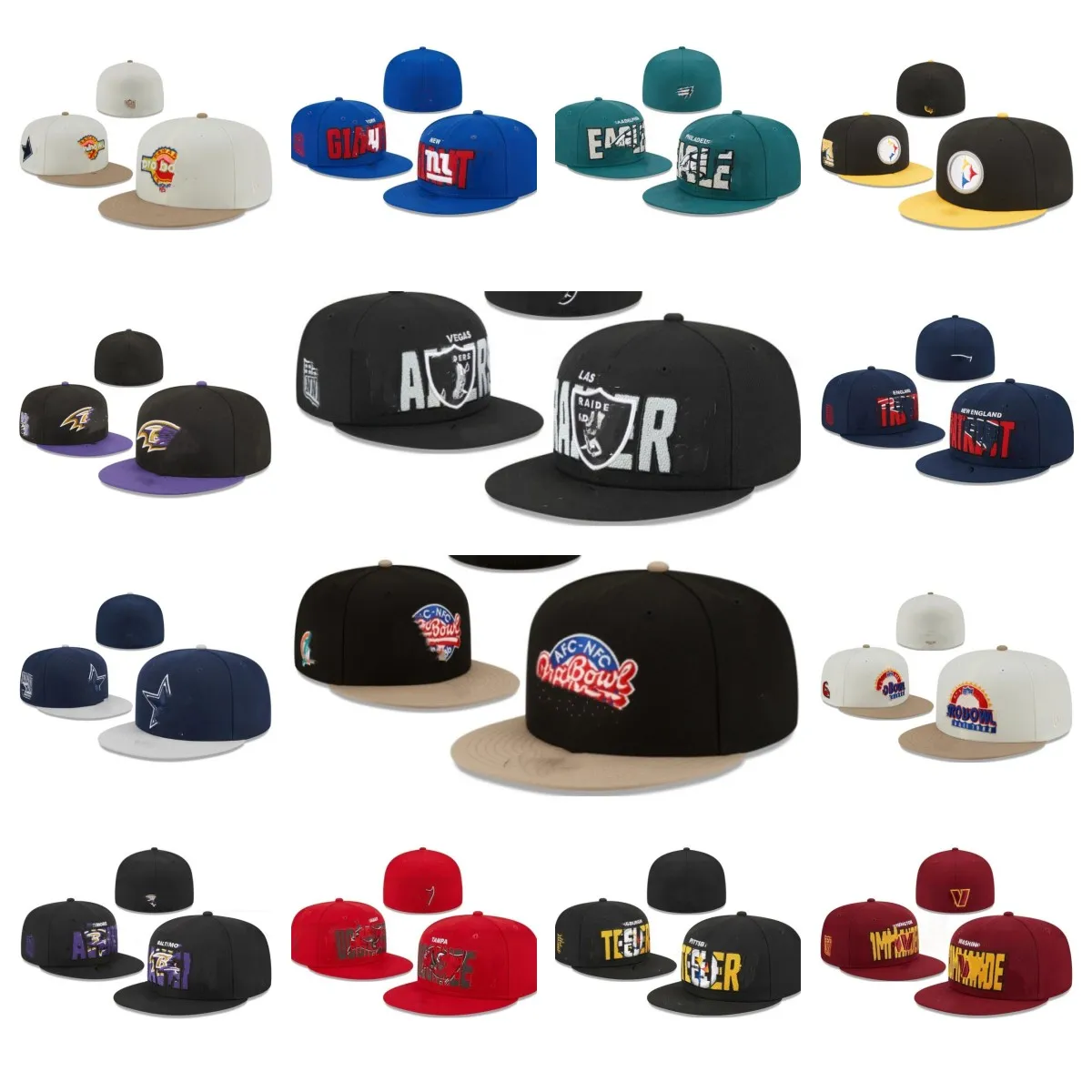 Mix Order Hats Hats Flat Ball Disgual Designer Hat جميع الفرق بين رجال البيسبول لكرة القدم أغطية خطاب تطريز فليكس بينز الرياضة الكاملة المغلقة في الهواء الطلق قبعة 7-8