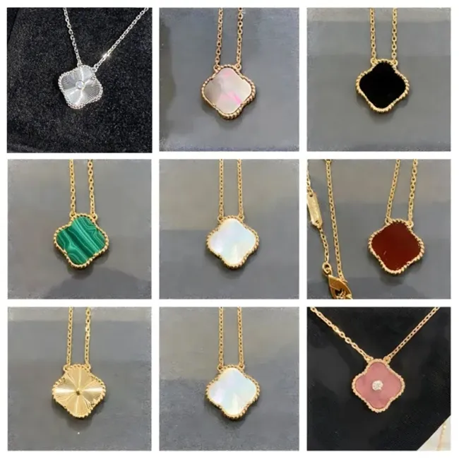 Classic designer Four Leaf Clover Luxury Pendant Necklaces for Women flower Gold Sterling Silver rose gold Mother of Pearl Link Chain Necklace senior Jewelry