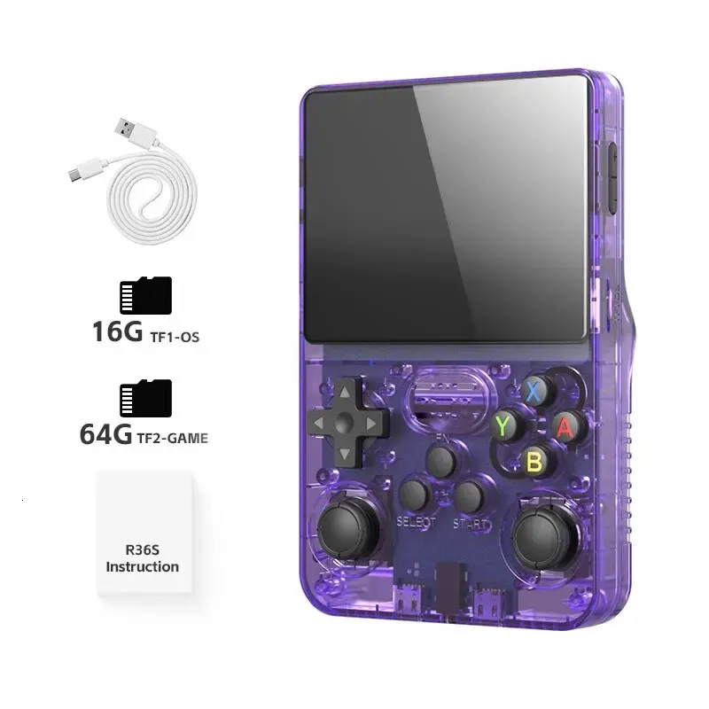 R36S Console Portable Rétro 15000+ Jeux – Double Joystick 3D, Écran IPS 3.5″, Linux Open Source 64Go