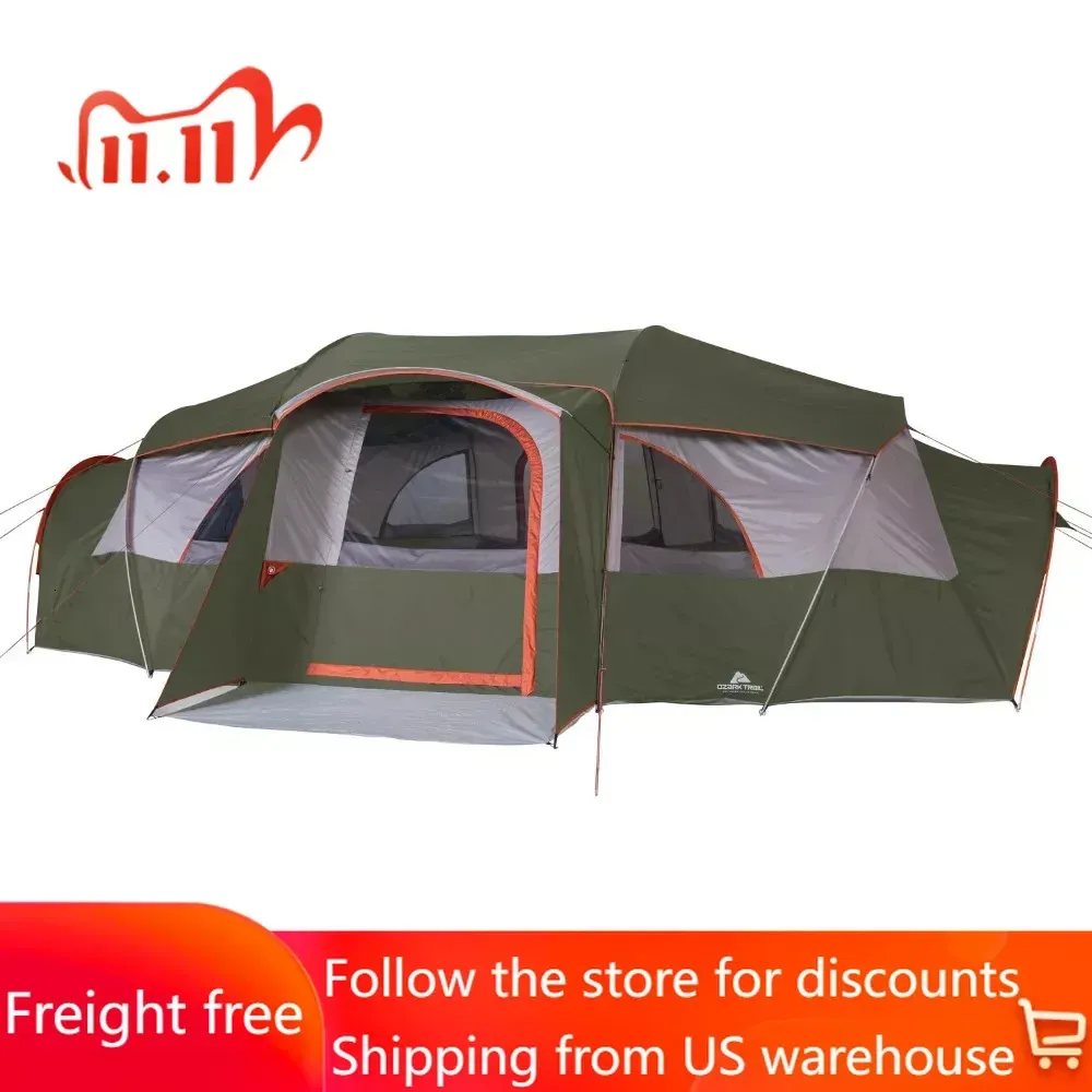 Tents and Shelters Trail Creek 18 Person Cabin Tent Camping Supplies With 3 Covered Entrances Nature Hike Freight Free Travel 231114