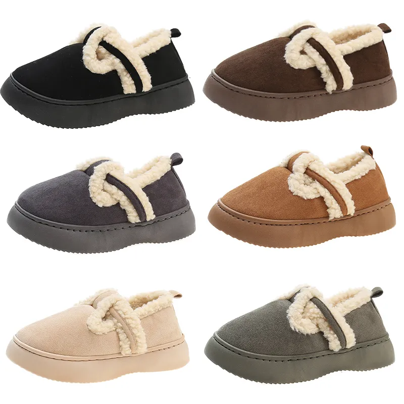 GAI GAI GAI concepteur fourrure sans lacet coton femmes marron blanc gris foncé noir chaussures en peluche femmes semelles souples en plein air hiver