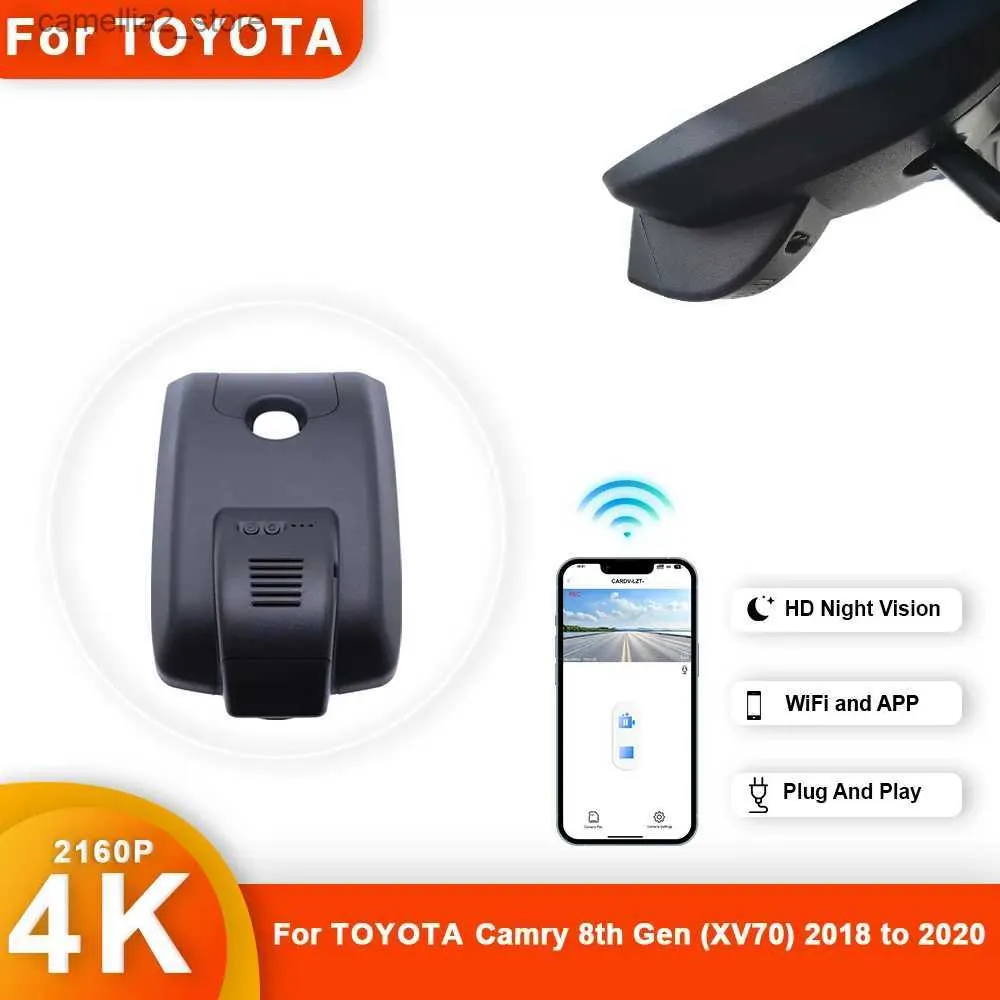 DVR de voiture pour Toyota Camry 8e génération (XV70) 2018-2020 Caméra de tableau de bord 4K pour enregistreur de caméra de voiture Dashcam WIFI Appareils d'enregistrement Dvr de voiture Accessoires Q231115