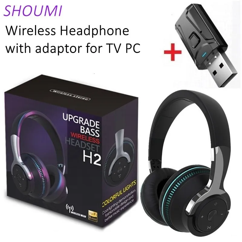 Mobiltelefonörlurar TV Bluetooth -hörlurar Trådlös hörlur med mic USB -adapter Headset Buller Avbrytande stereo vikbar bas för TV -hörlurar 230414