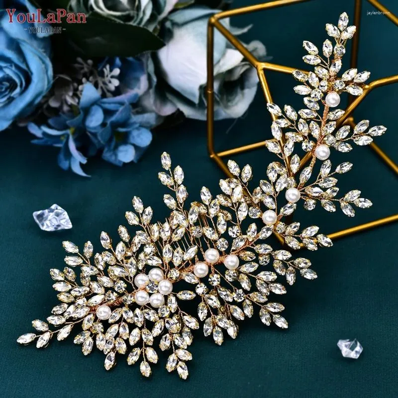 Copricapo Youlapan Squisito strass Pettine per capelli da sposa Accessori da sposa Banchetto Gioielli Perla Copricapo da damigella d'onore HP434