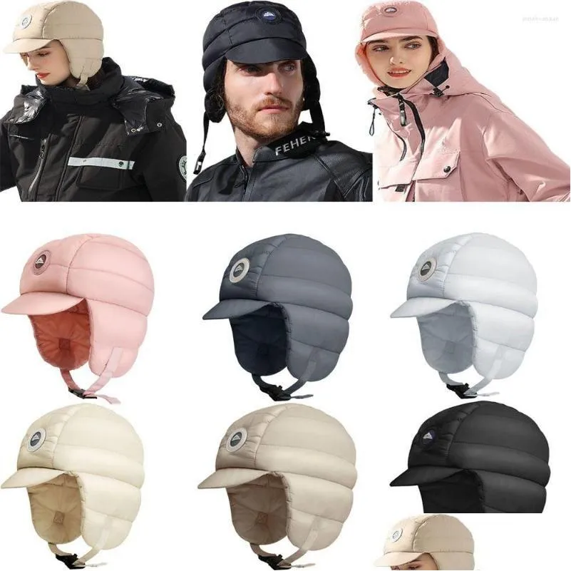 Baskenmützen Einfarbig Mode Winter Reiten Ski Snood Kapuzenmützen Winddicht Warm Earflap Gehörschutz Thermovlies Insated Tr Dhgarden Dhxrf