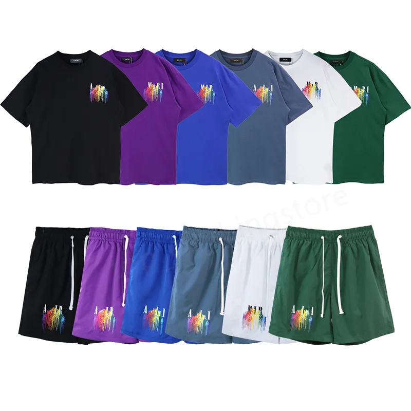 T-shirt da donna da uomo Designer manica corta Marchio di moda estiva Streetwear marea sciolta Cotoni arcobaleno Stampa di lettere Top di lusso Abbigliamento Taglia S-XL
