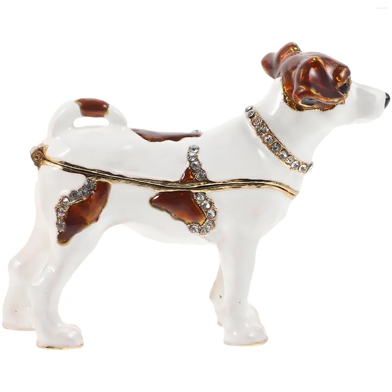 Boîte à bijoux en forme de chien, porte-anneau, coiffeuse, bibelot en alliage émaillé