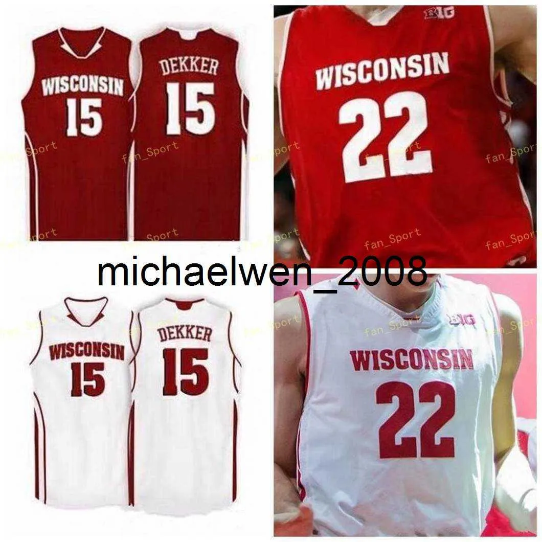 Mich28 NCAA College Wisconsin Badgers basketbaltrui 0 D'Mitrik Trice 1 Brevin Pritzl 2 Aleem Ford 3 Walt McGrory op maat gestikt