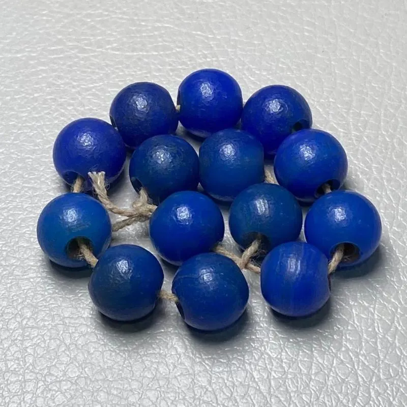 Pierres précieuses en vrac 14mm, pierres précieuses naturelles bleues, vieilles perles d'agate pour la fabrication de bijoux, Bracelet à cordes, collier de perles, accessoires de perles