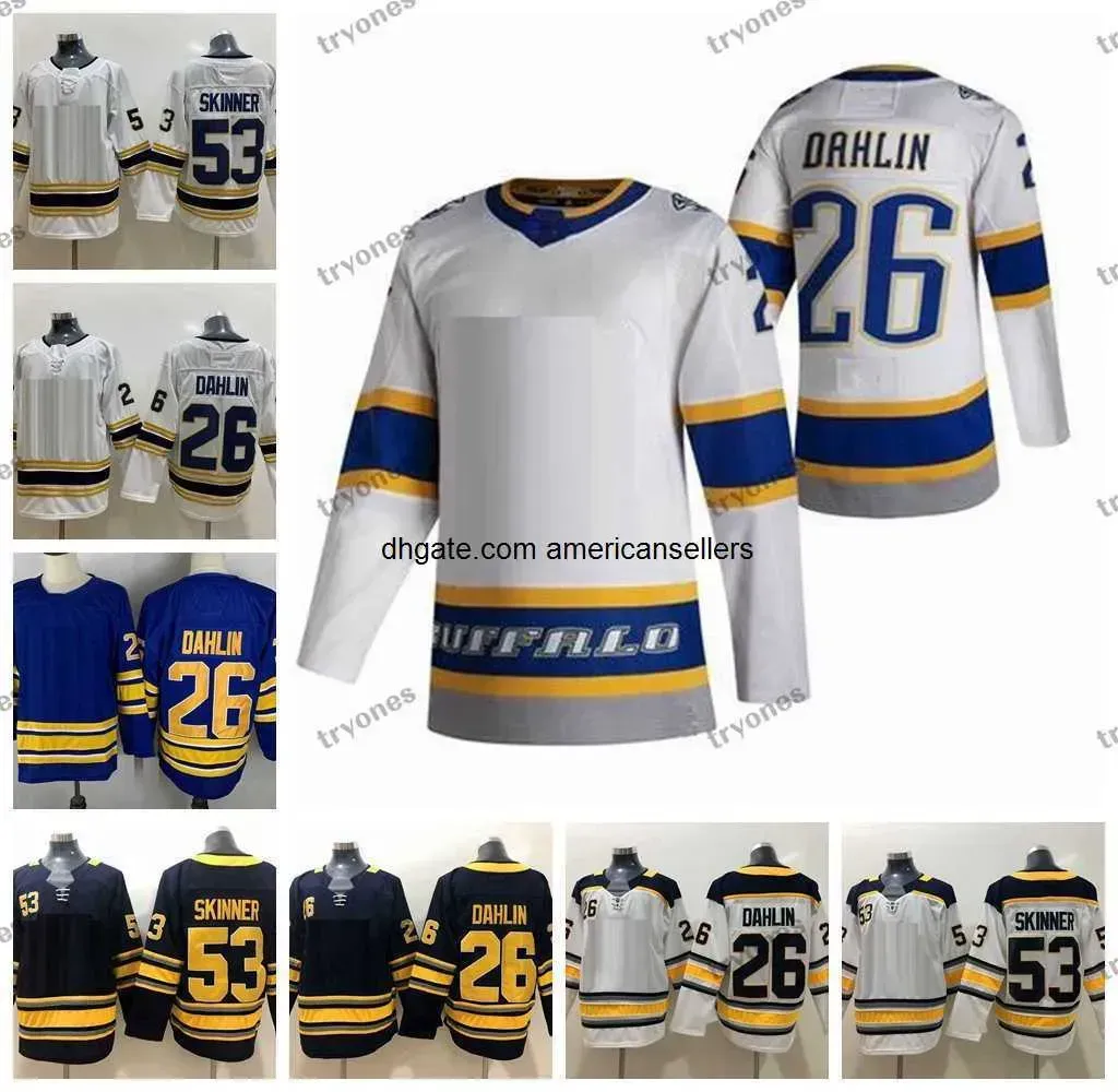 Buffalo''Sabres''stitched camisas de hóquei reverso retro Rasmus Dahlin Jeff Skinner Camisas Alternativas da Temporada Comemorativa Em Branco Hóquei no Gelo