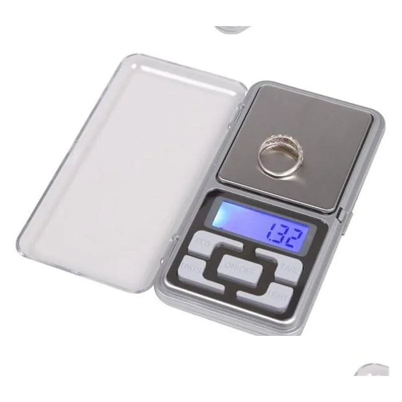 Weighing Scales Wholesale Digital Scales Jewelry Scale Gold Sier Coin Grain Gram Pocket Size Herb Mini Electronic Backlight 100G 200G Dhpys