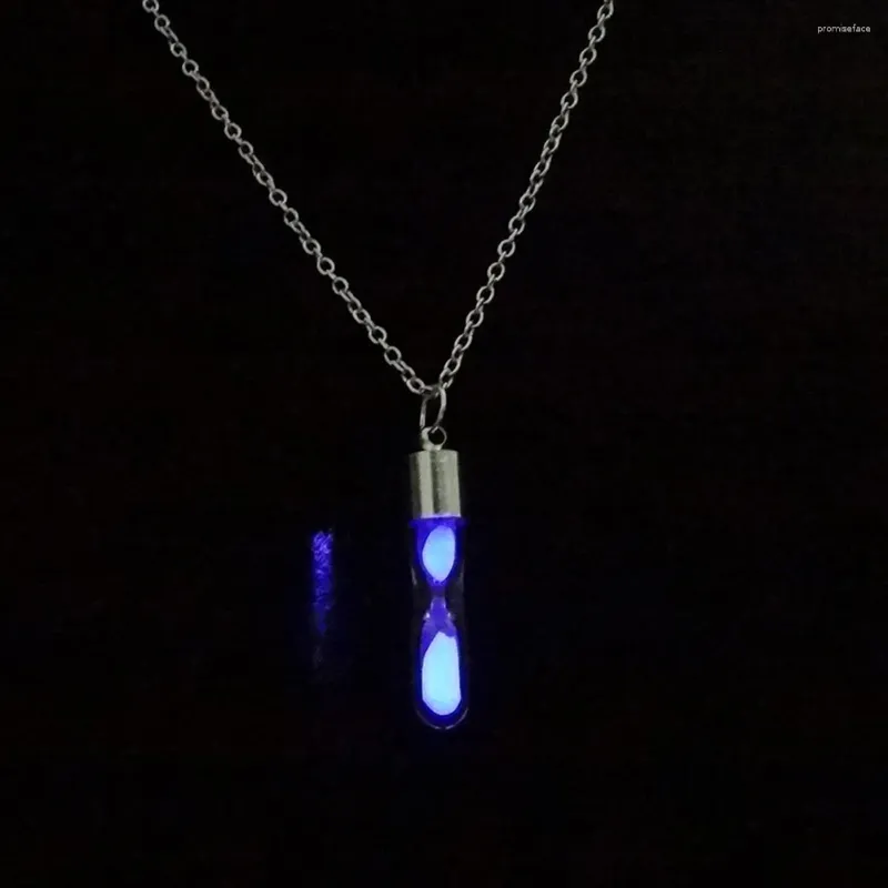 Pendant Necklaces Women Men Glowing Luminous Sand Timer Glass Hourglass Bottle Necklace Ladies Decorations Couple Lovers