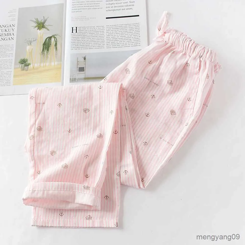 home clothing Cotton Pajamas Pants Couples Home Pants Women Sleepwear Cute Night Pants Loungewear Print Sleep Bottoms Loose Pants Night gown R231115