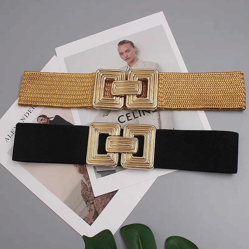 Belts Gold Elastic Waistband Women's Fashion Casual Luxury Design Coat Dress Decorative Accessories Wide Girdle Goth Retro Corset Belt 231115