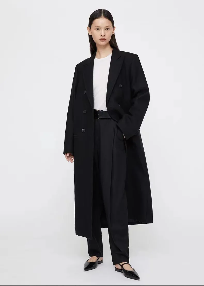 Women's Wool Blends Totem* Women Winter Wool Long Coat Mid-Calf Turn-Down Collar Full Hylsa Double Breasted Classic Vintage Trench Warm 231115