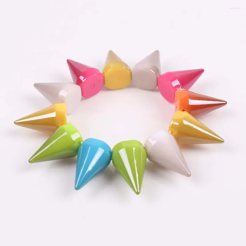 Link Bracelets Handmade Party Colorful Resin Spike For Women Florate Brand Fashion 2023 Classic Punk Rivet Jewelry Female