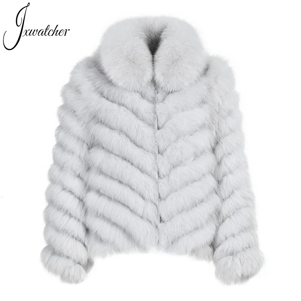 Pelliccia sintetica da donna Jxwatcher Vero cappotto Fodera in seta Giacca reversibile da indossare Donna Inverno Caldo Personalizzato Lusso Liscio HighGrade Lady 231114