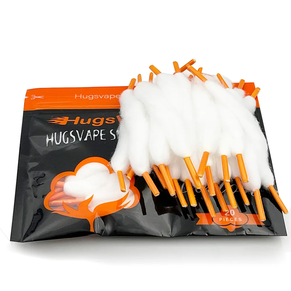 20Pcs/pack HugsVape Snow Organic Cotton Prebuilt Cotton Wick for 510 Thread RDA RBA ZEUS X RTA TANK