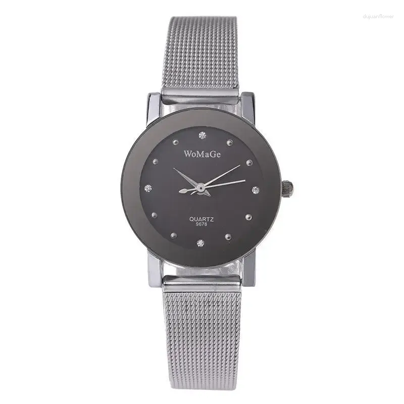 Armbanduhren Montre Femme Womage Uhren Mode Lässig Damen Silber Mesh Band Quarz Damen Mädchen Geschenke