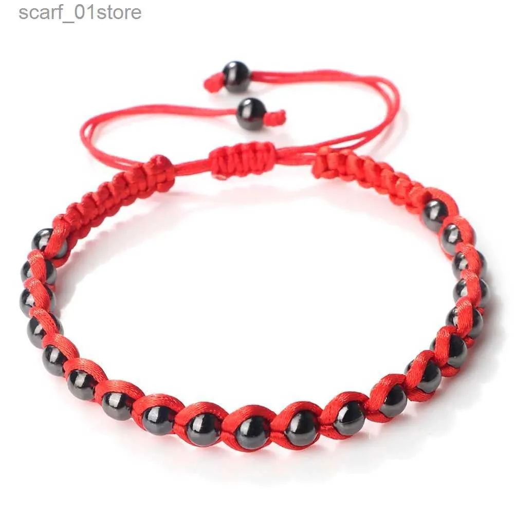 Corrente ic contas de cobre pulseira tibetano budista artesanal trançado vermelho sorte corda corrente pulseira para mulheres homens moda jóias giftl231115