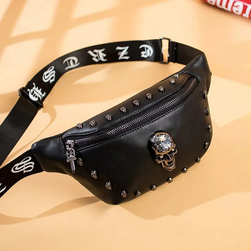 Outdoor Bags Men Punk Waist Bag Belt Fashion Skull Pattern Fanny Pack Hip Packs Multifunction Male Crossbody 231114