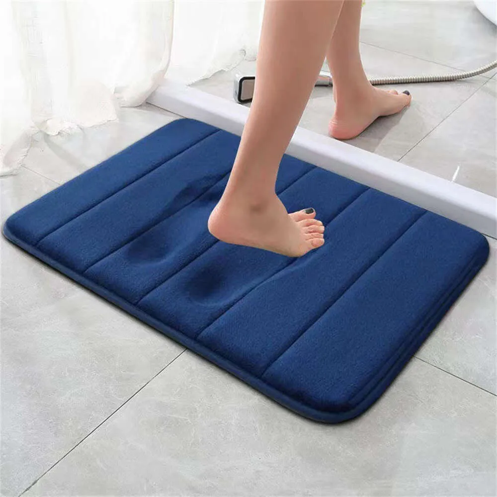 Super Absorbent Memory Foam Ochre Bath Mat Non Slip Floor Rug For Bathroom, Bedroom & Shower