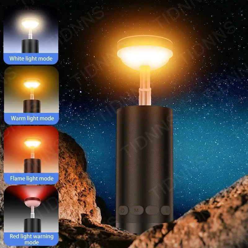 Camping Lantern New 8000MAh laddningsbar LED -camping Lykta 4 Färgljus med magnet Portable Torch Tent Light Work Underhållsbelysning Q231116