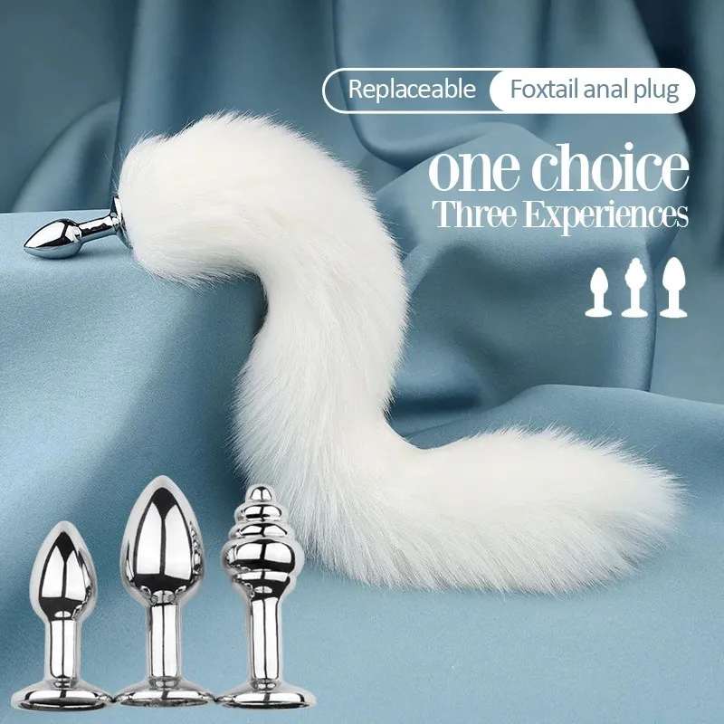 Anal Toys Detachable Artificial Fox Tail Metal Plug Three Butt RolePlaying Sex Games Adults For Men And Women 231114