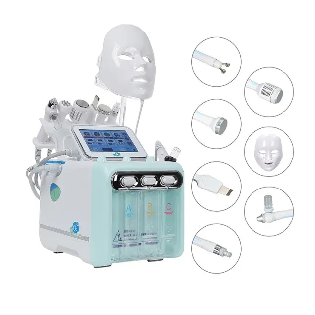 7-in-1 Multifunctionele Vacuüm Gezichtsreiniging Hydro Water Zuurstof Jet Peel Hydrofacial Sproeier Hydraterende Verjonging Huid Machine